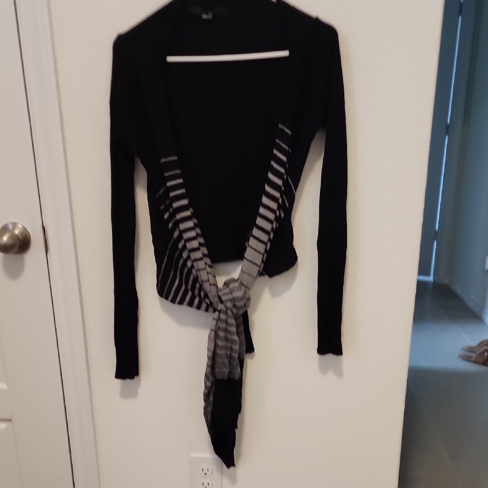Black and Gray Striped Cardigan
